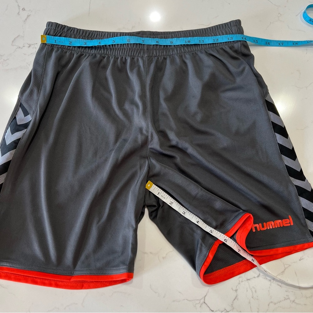 Hummel Authentic Poly Soccer Football Shorts EU S US XS NWT Gray Orange Men’s - Picture 8 of 16